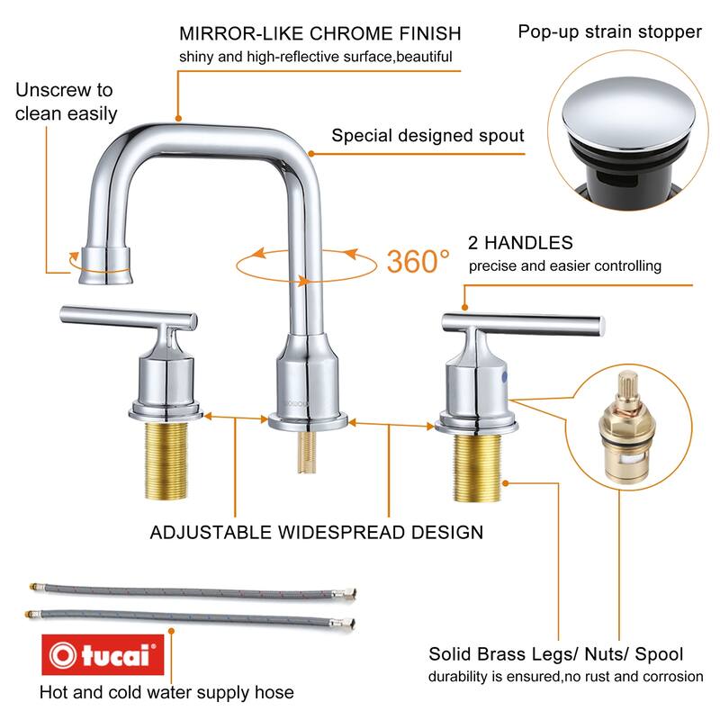 WOWOW Double Handle 8 in. Widespread Bathroom Sink Faucet