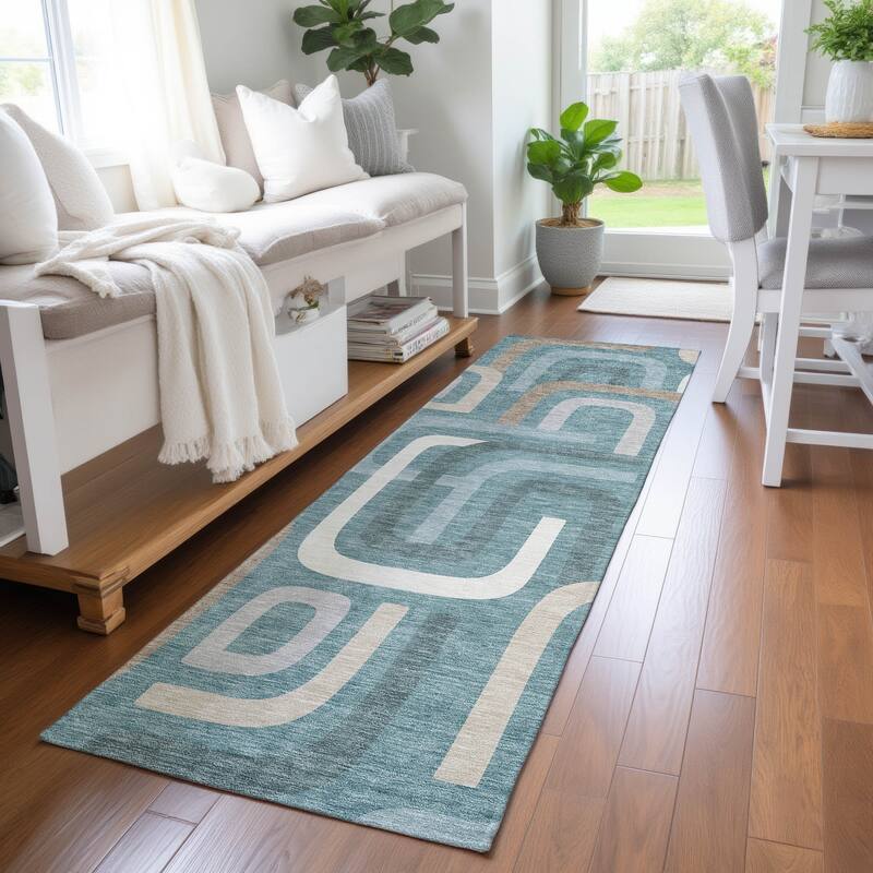Machine Washable Indoor/ Outdoor Modern Penner Chantille Rug