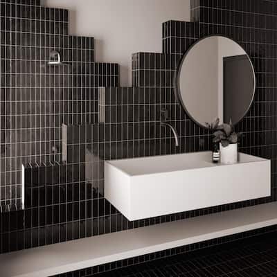 Merola Tile Coco Glossy Black Hat 2" x 5-7/8" Porcelain Wall Tile