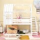 preview thumbnail 5 of 7, White Wooden Twin House Bed with Stairs and Roof for Kids