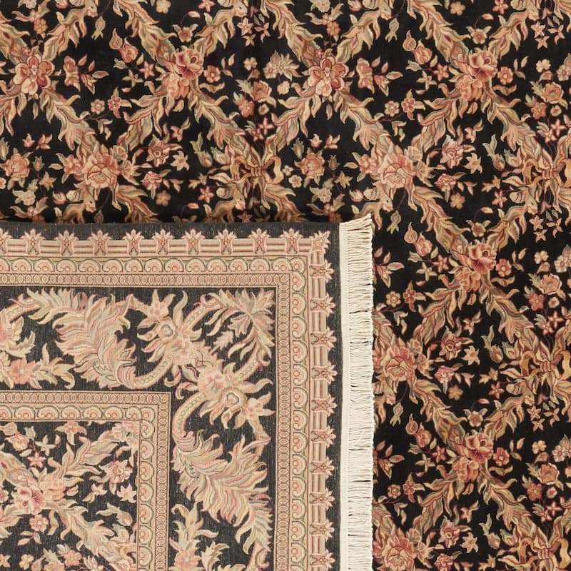 SAFAVIEH Royal Kerman Hand-Knotted Teressa Traditional Wool Rug - 12' x 15' - Black