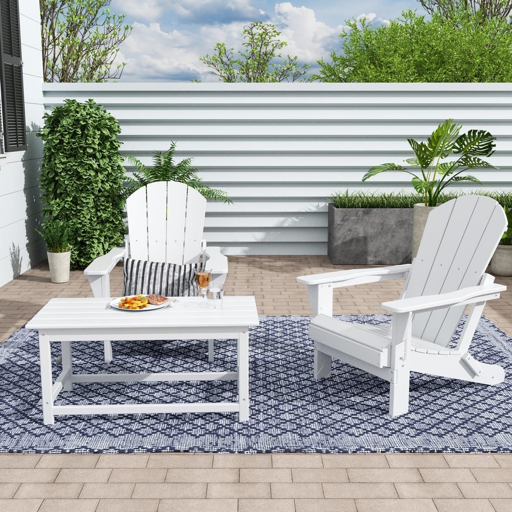 Laguna Hdpe All Weather Outdoor Patio Foldable Adirondack Chairs Conversation Set (3-Piece Set)