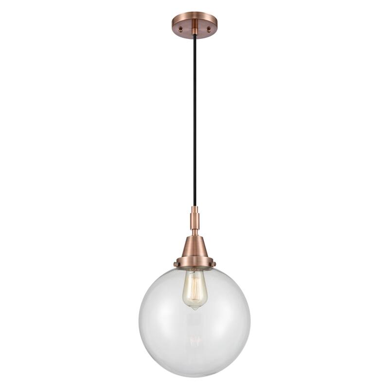 Innovations Lighting Downtown Urban - Caden Beacon - 1 Light 10" Cord Hung Mini Pendant - Clear Shade/Antique Copper