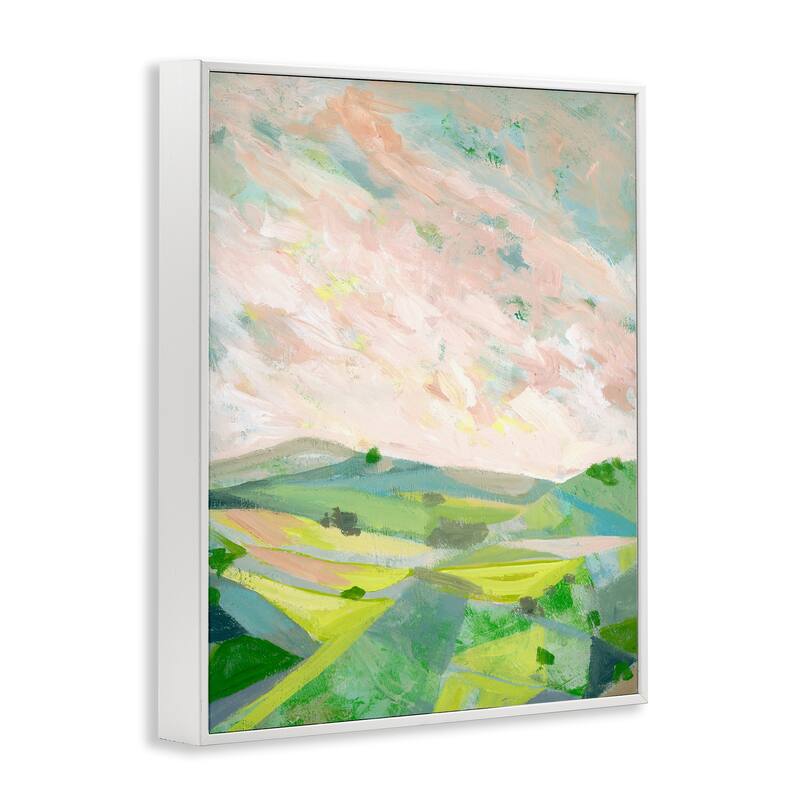 Stupell Vibrant Green Hills Landscape Framed Giclee Art Design By Ashley Davis