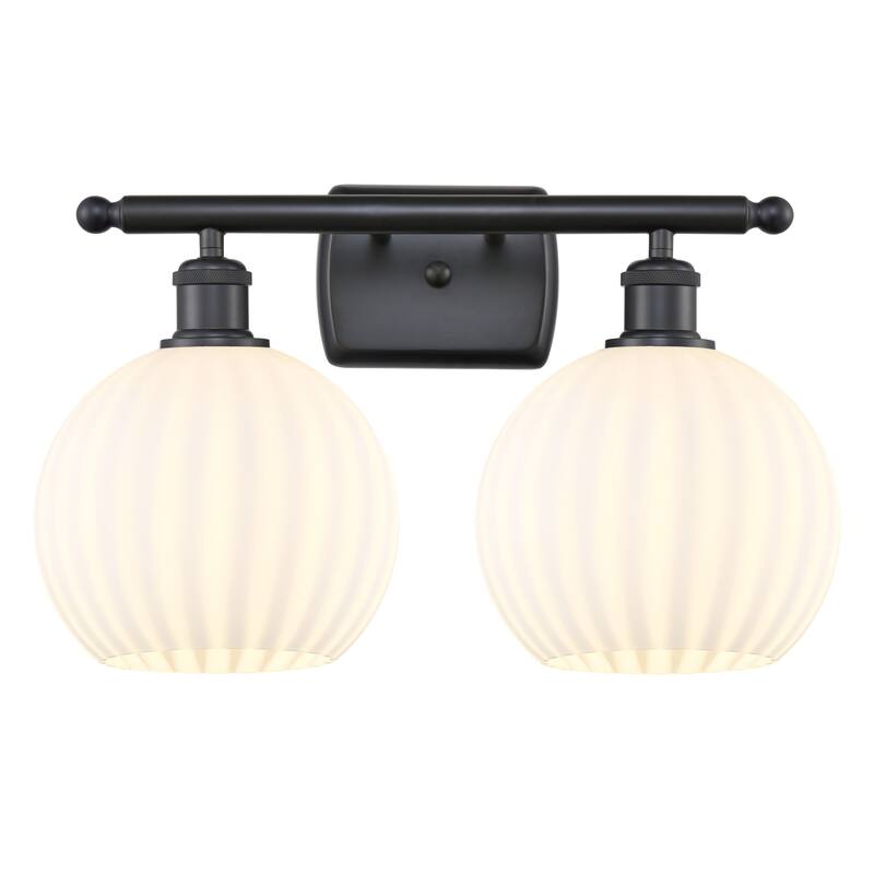 Innovations Lighting 516-2W-11-18 White Venetian Vanity White Venetian - Matte Black / White Venetian