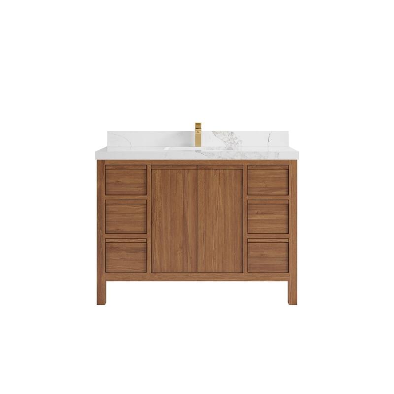 Willow Collections 48 in. W x 22 in. D Elizabeth Solid Teak Single Sink Bathroom Vanity with Countertop