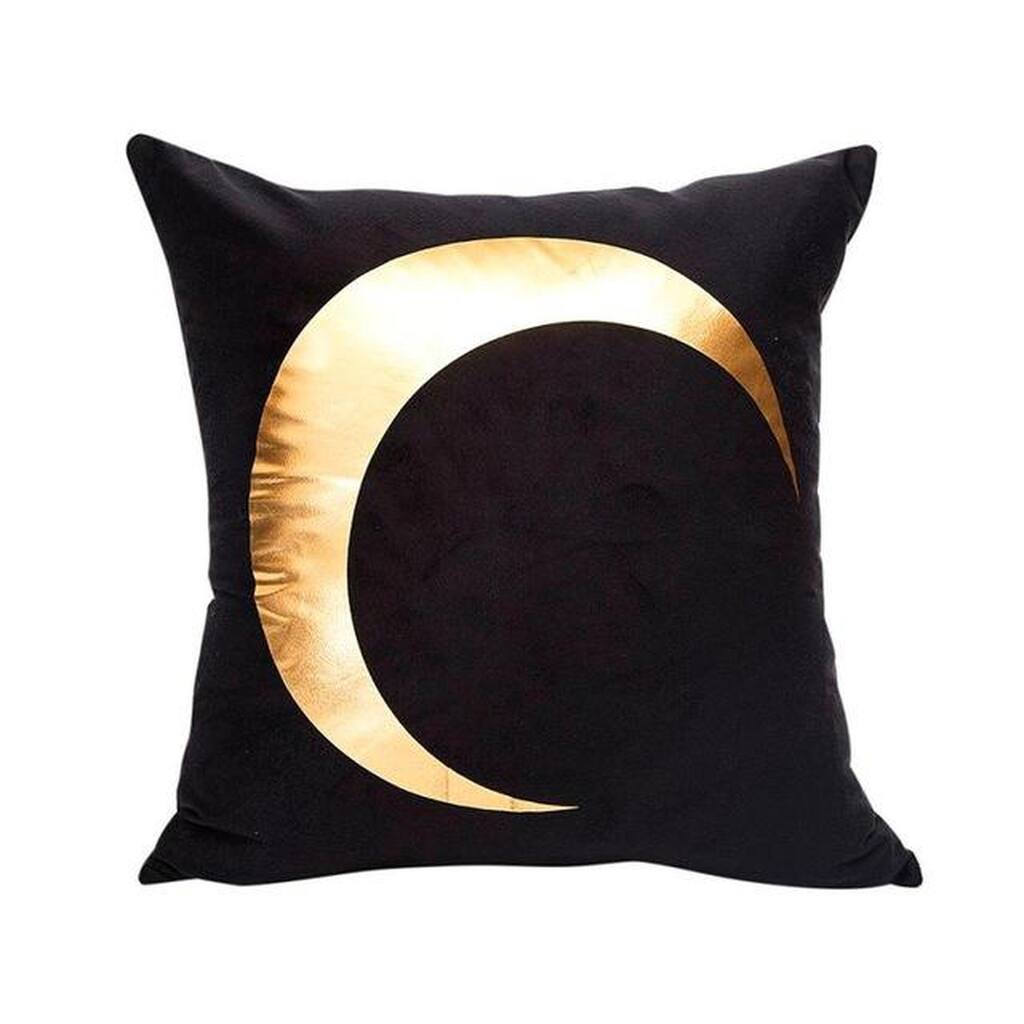 Black Bronzing Gold Foil Print Throw Pillow Case
