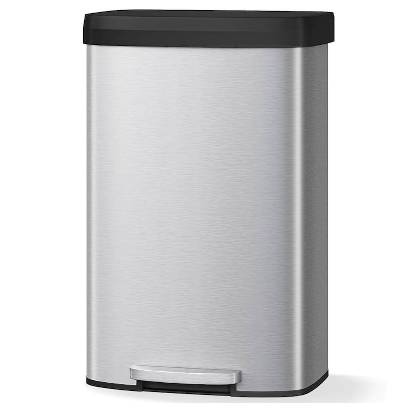 21 Gal Step-on Stainless Steel Trash Can with Soft-Close Lid for Home, Kitchen, Office - Silver
