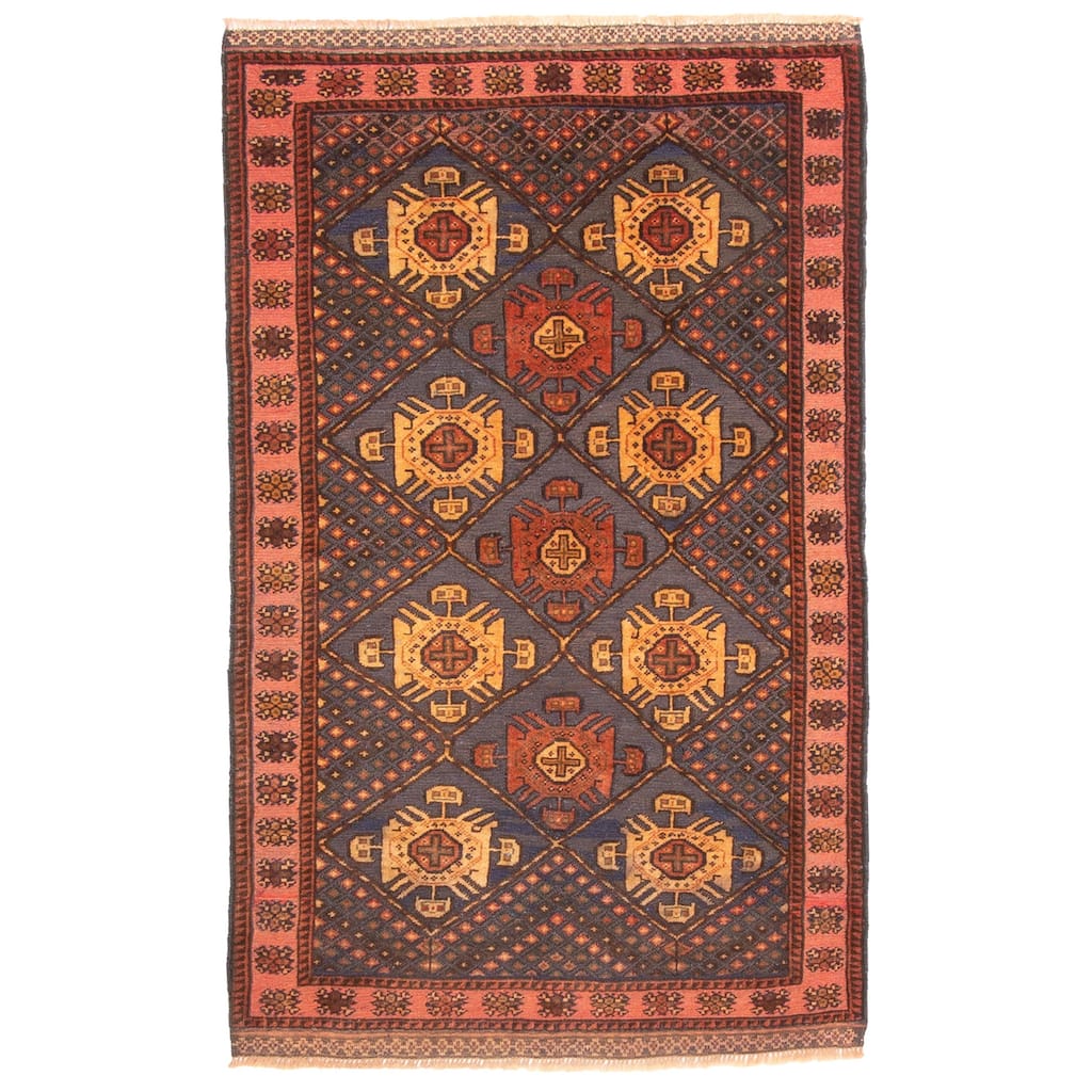 ECARPETGALLERY Hand-knotted Teimani Dark Navy Wool Rug - 2'9 x 4'7