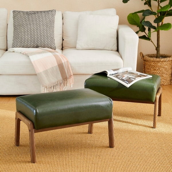 爆買い！ Glitzhome Set of 2 Mid-century Leatherette Ottoman Accent 椅子