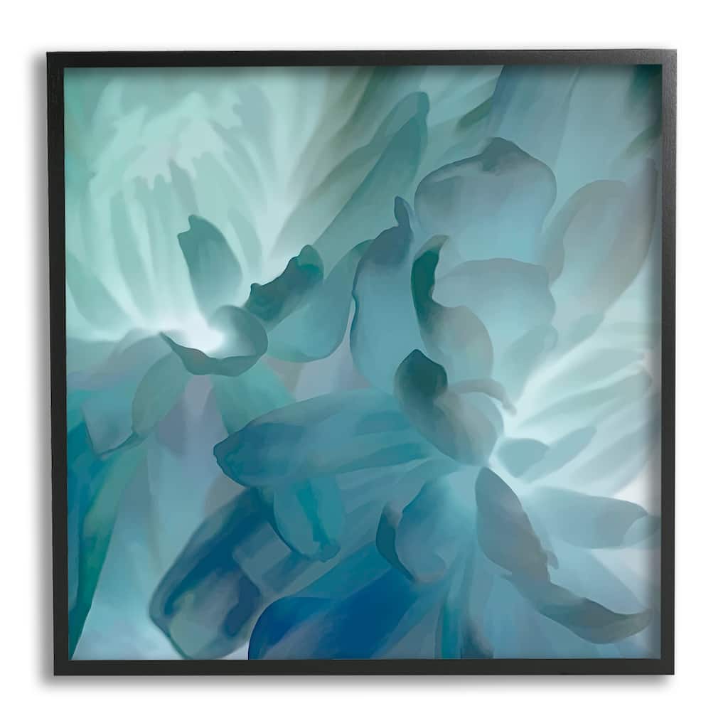 Stupell Blue Flower Petal Abstraction Cool Tone Florals Framed Wall Art