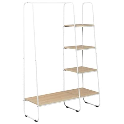 White Freestanding Garment Rack with Shelves and Hanging Rod for Bedroom or Living Room - 40" x 15.5" x 59.5" (L x W x H)
