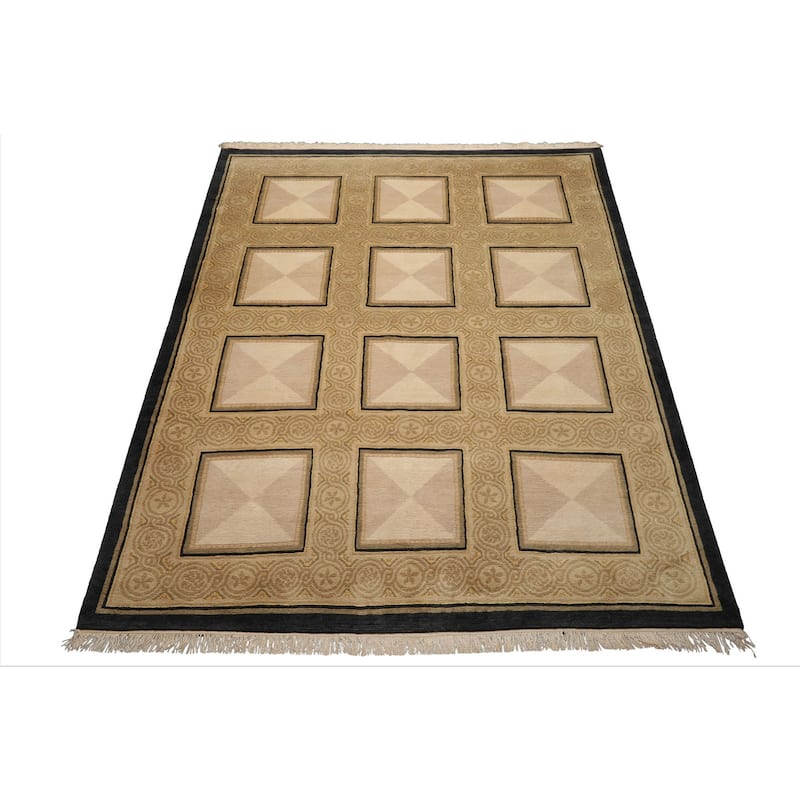 8x10 Hand Knotted Wool Ivory Tibetan Plush Pile French design Rug - 8' x 10'