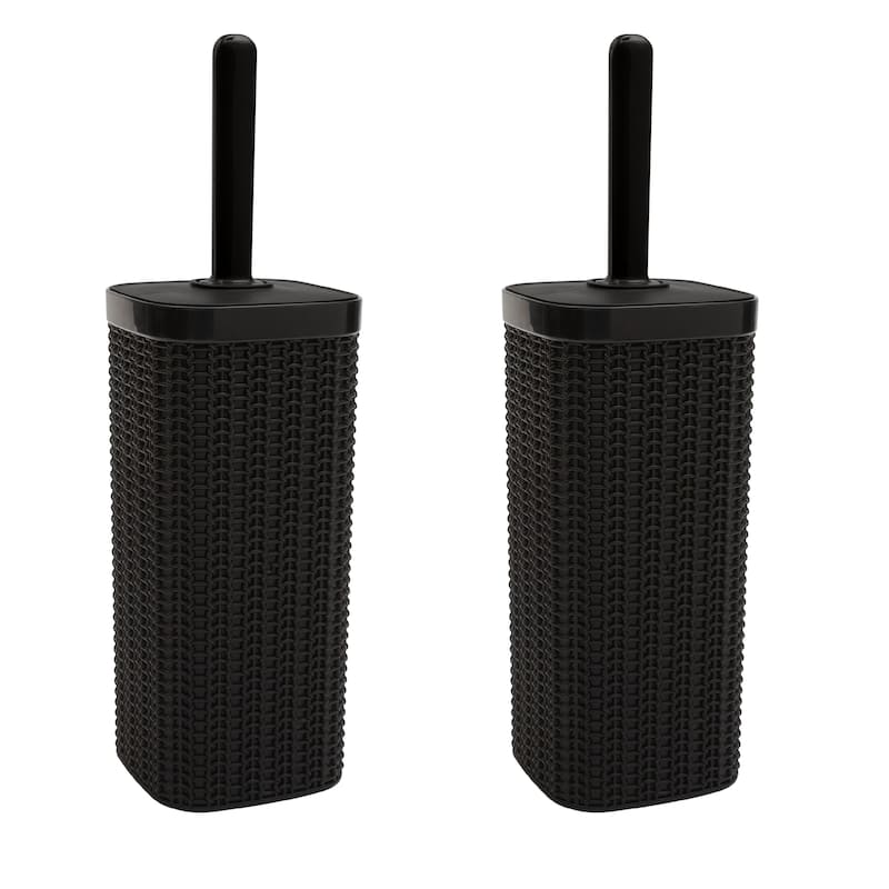 Bath Bliss 2 Pack Sailor Knot Toilet Brush - Black - Dimensions: 4.5"x 4.5"x 15.55"