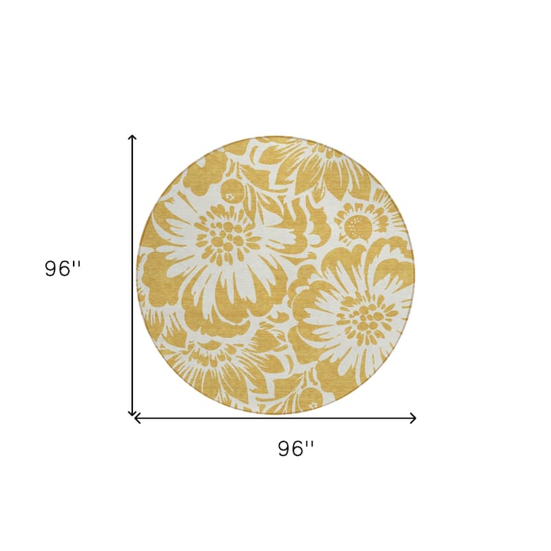 Alsimo Garden-Inspired Weather Resistant Blended Style Round Outdoor Rug - 8' Round