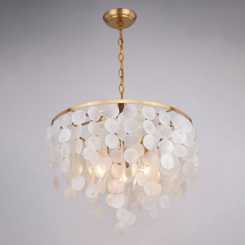 James Allan VXP33398 Calico 20" Wide 3 Light Capiz Shell Pendant