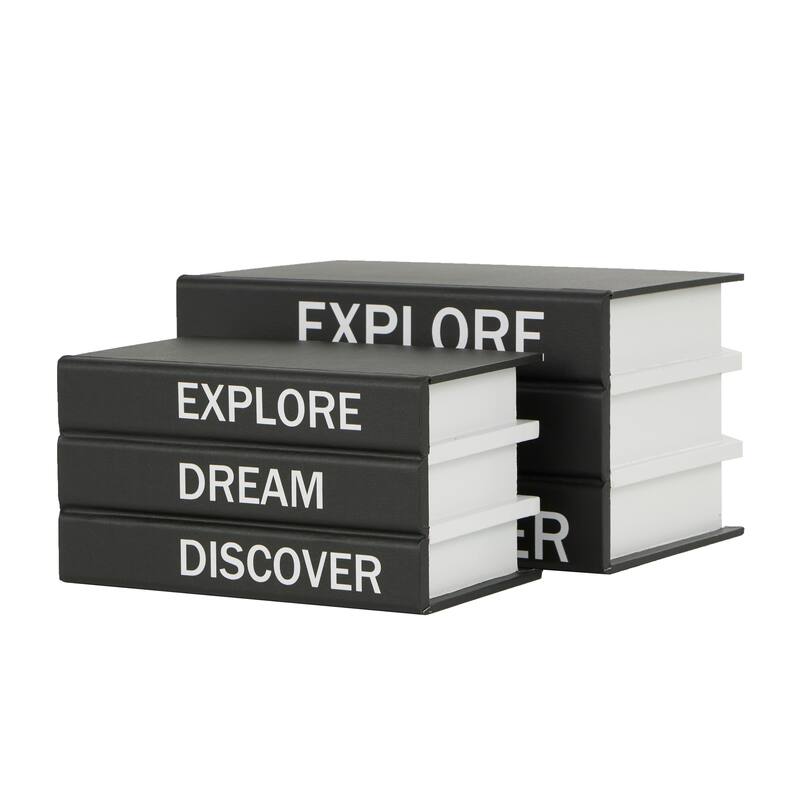Black or White Canvas Box with White or Gold Explore, Dream, Discover Text (Set of 2)