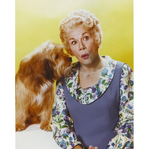 Shop Bea Benaderet In Blue Dress With Dog Portrait Photo Print