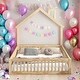 preview thumbnail 2 of 11, Kids and Baby Full Size Wood House Platform Bed with Guardrail