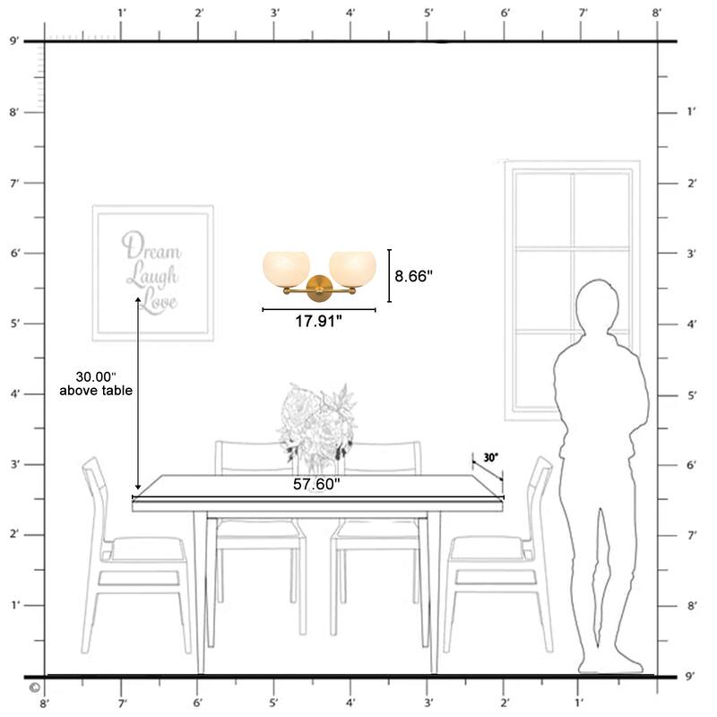 2-Light Gold Double-Globe Wall Sconce Cloud-Pattern Glass Shades