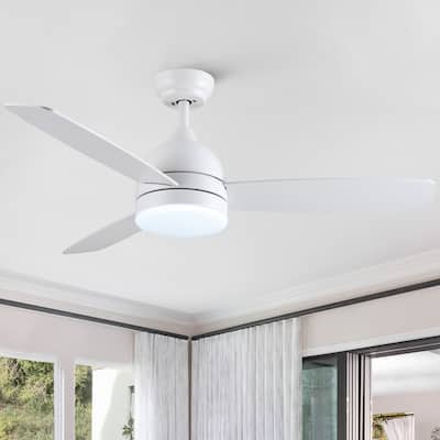 48" 6 Speed Integrated LED Ceiling Fan with Remote Contorl,Wood Blades