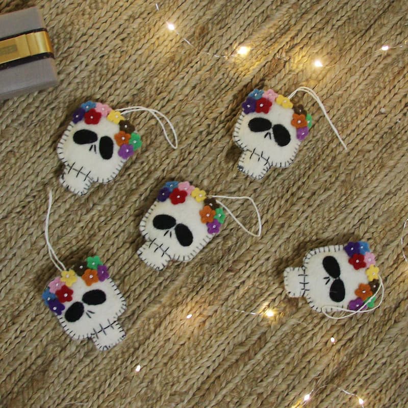 Novica Handmade Life & Death Wool Felt Ornaments (Set Of 5)