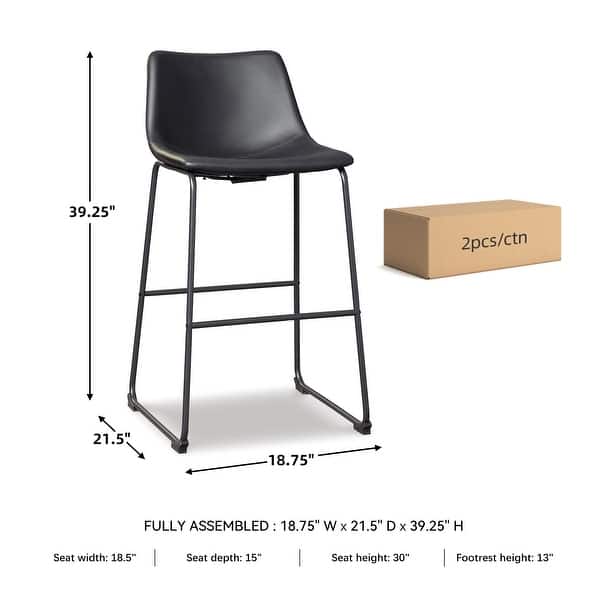dimension image slide 0 of 2, Signature Design by Ashley Centiar Black Bar Stool (Set of 2)