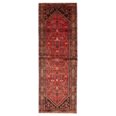 ECARPETGALLERY Hand-knotted Andelz Red Wool Rug - 3'4 x 10'0