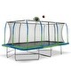 preview thumbnail 1 of 5, Machrus 10'x17' Rectangle Trampoline w/ Premium Top-Ring Enclosure System and Trampoline Basketball Hoop with Ball & Pump - Blue
