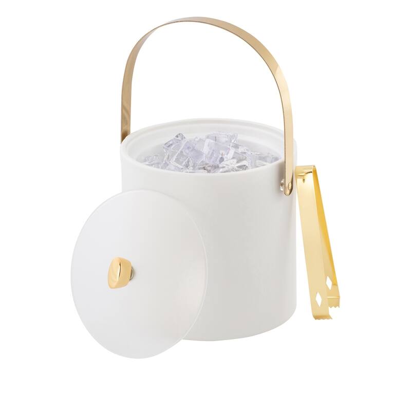 ARC 3qt Ice Bucket & Ice Tong w/ Acrylic Cover, Gold Arc Knob & Handle - 8' x 11'
