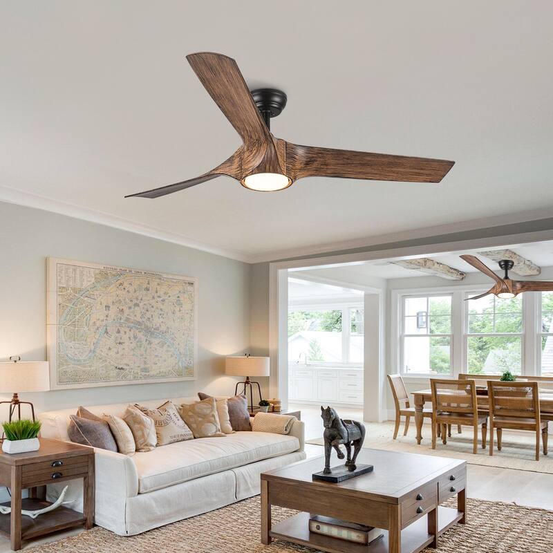 YUHAO 56 inch 6 Speed Quiet DC Motor Indoor Matte White Ceiling Fans with Lights and Remote Control