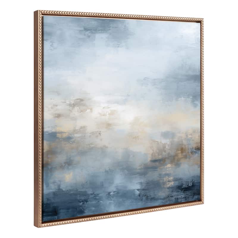 Kate and Laurel Sylvie Tonal Blue Framed Canvas by Creative Bunch Studio