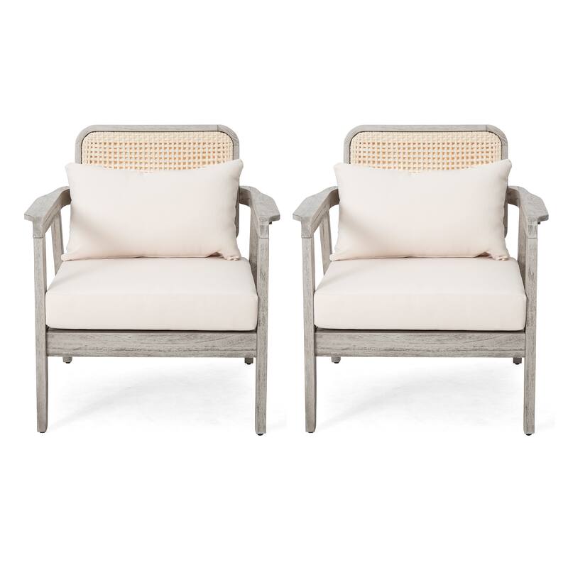 Outdoor Acacia Wood Patio Club Chair Set