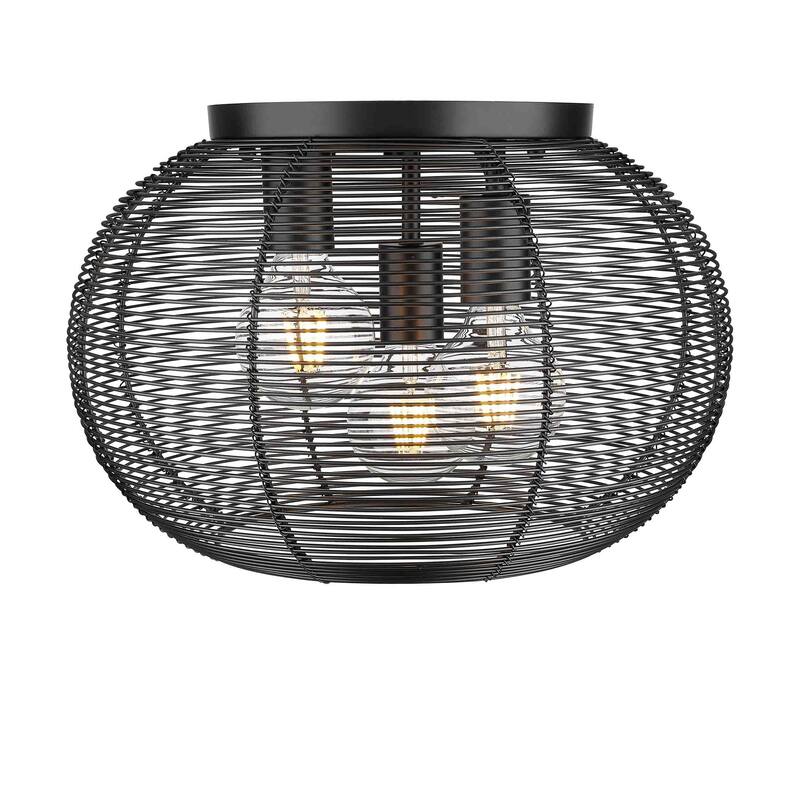 Golden Lighting Calypso 3-light Flush Mount in Matte Black