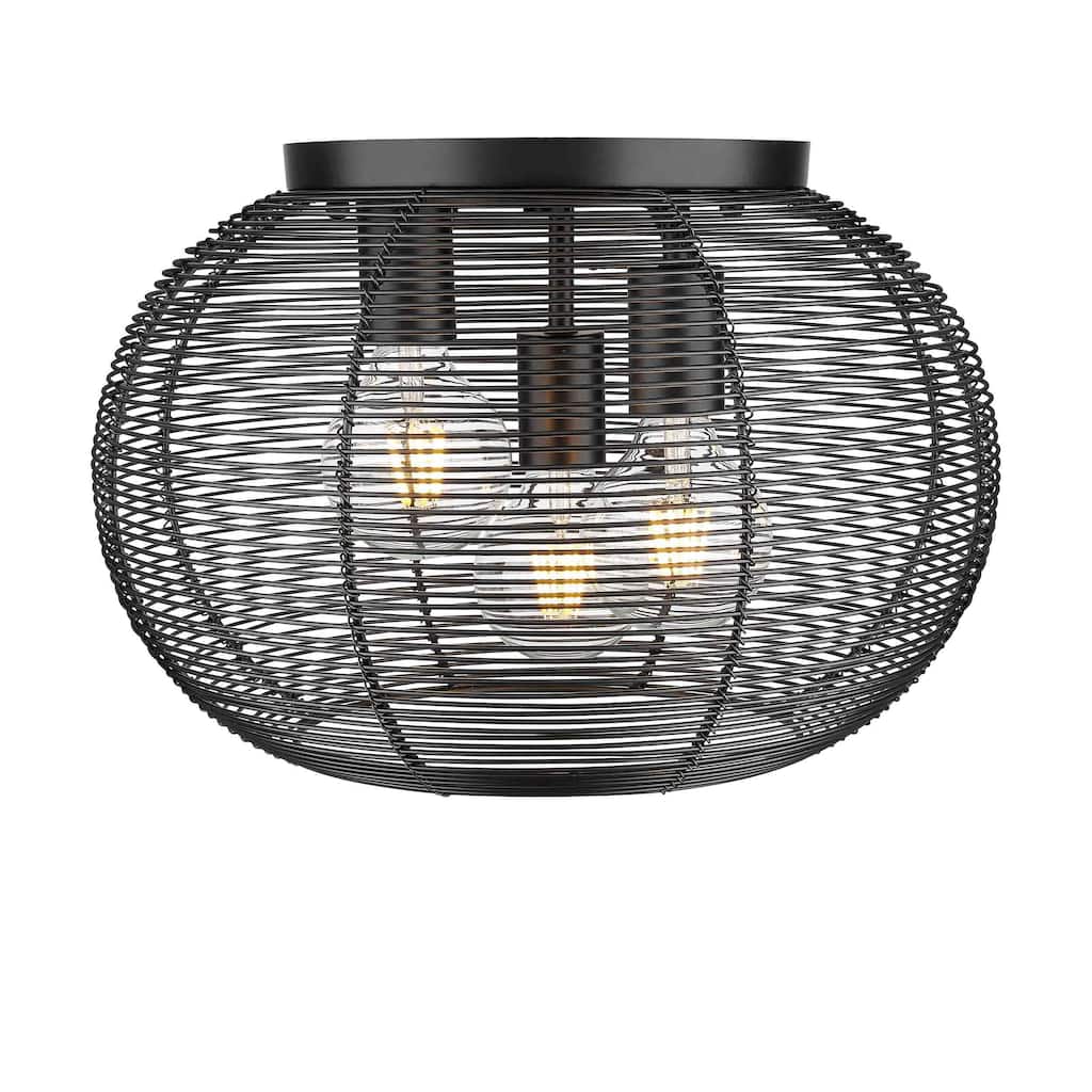 Golden Lighting Calypso 3-light Flush Mount in Matte Black
