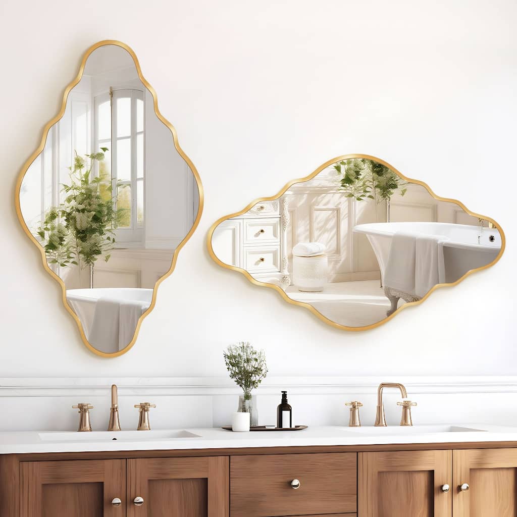 Modern Irregular Aluminum Alloy Framed Decorative Wall Mirror
