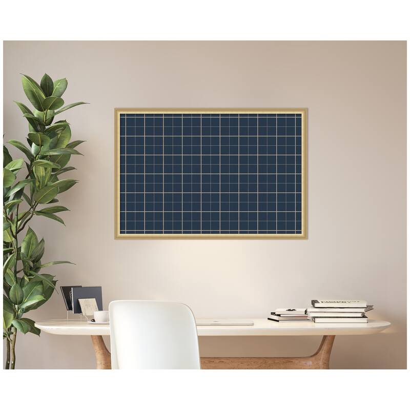 Kate and Laurel Framed Fabric Pinboard Navy Blue Plaid Wall Organization