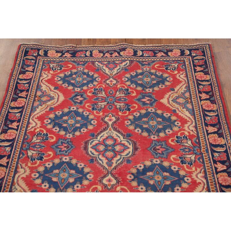 Kerman Persian Vintage Runner Rug Hand-Knotted Wool Carpet - 3'5" x 6'6"
