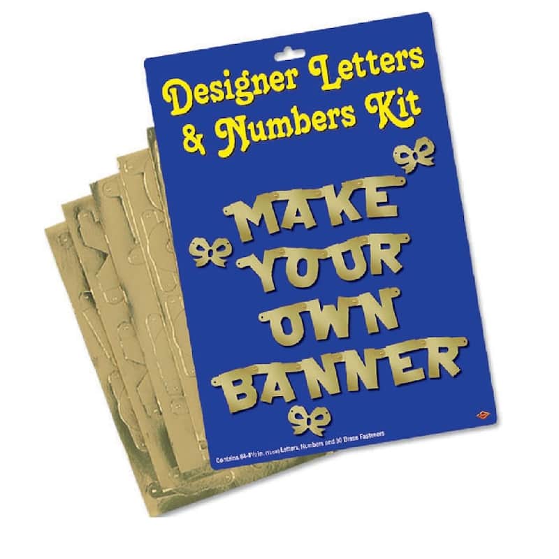 Pack of 6 Gold Letters and Numbers Make Your Own Banner Kits 4”
