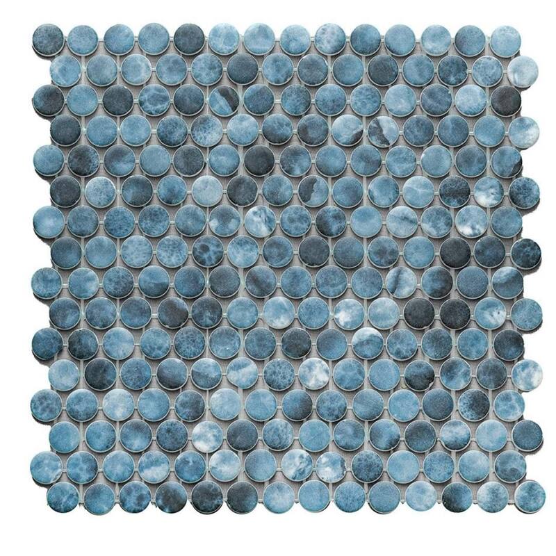 The Tile Life Eterna Penny 12x12 Round Glass Mosaic Floor, Wall & Backsplash Tile