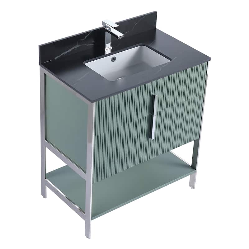 Fine Fixtures Serenity Modern Bathroom Vanity with Black Sintered Stone Top