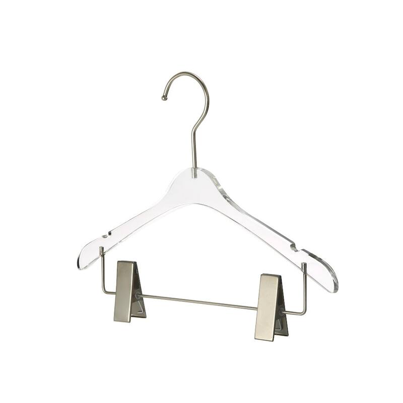 YBM Home Quality Acrylic Clear Hangers with Clips, Baby - Pack of 1 - Silver