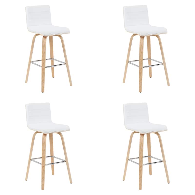 Skara Swivel Bar Stool, Upholstered Bar Height Chair with Bentwood Frame