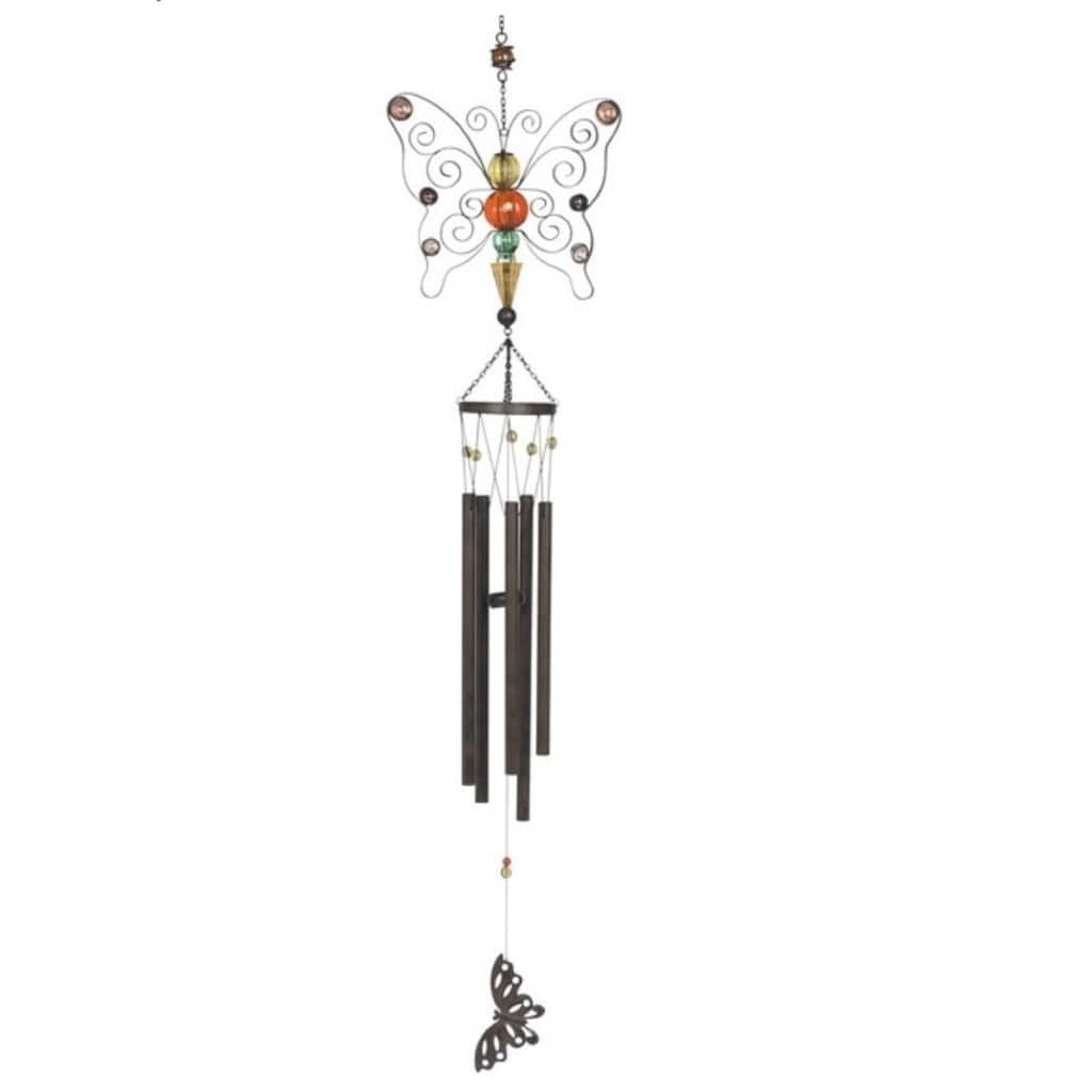 Q-Max 46" Long Butterfly Wind Chime with Metal Gem