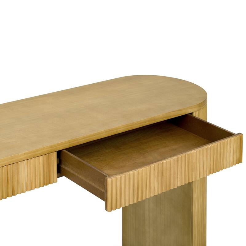 Vertical Striped Design Console Table with 2 Drawers