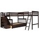 preview thumbnail 6 of 12, L Shaped Solid Wood Bunk Bed for Kids, Twin-Twin Over Full Triple Bed Frame w/3 Drawers, Storage Ladder & Full-Length Guardrail