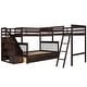 preview thumbnail 35 of 42, Twin Over Full Pine Wood L-Shaped Bunk Bed with 3-Drawers, Ladder, Staircase, Guardrails for Kids' Room, Easy Assembly, White