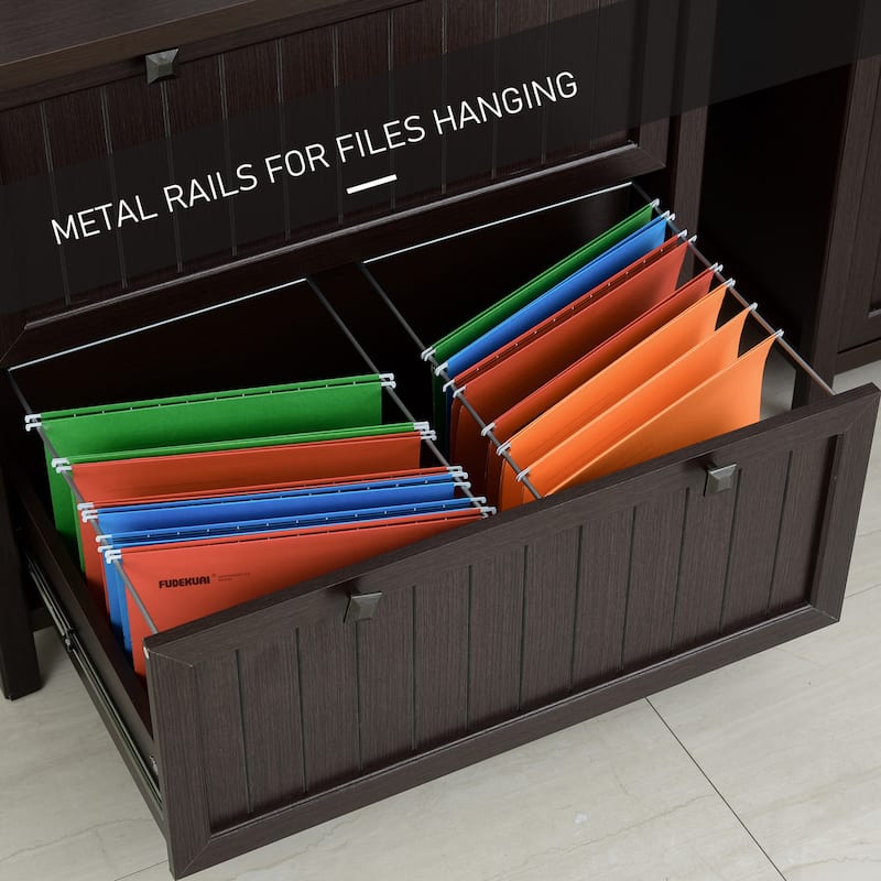 HOMCOM Retro Style 2-Drawer Lateral File Cabinet Chest Wooden Documents Storage for Letter/Legal Size