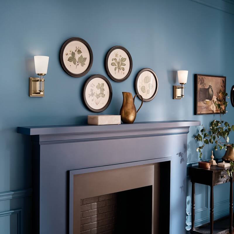 Kichler Lighting Rosalind 1-Light Brushed Natural Brass Wall Sconce with Glass Shade - 12.5 in