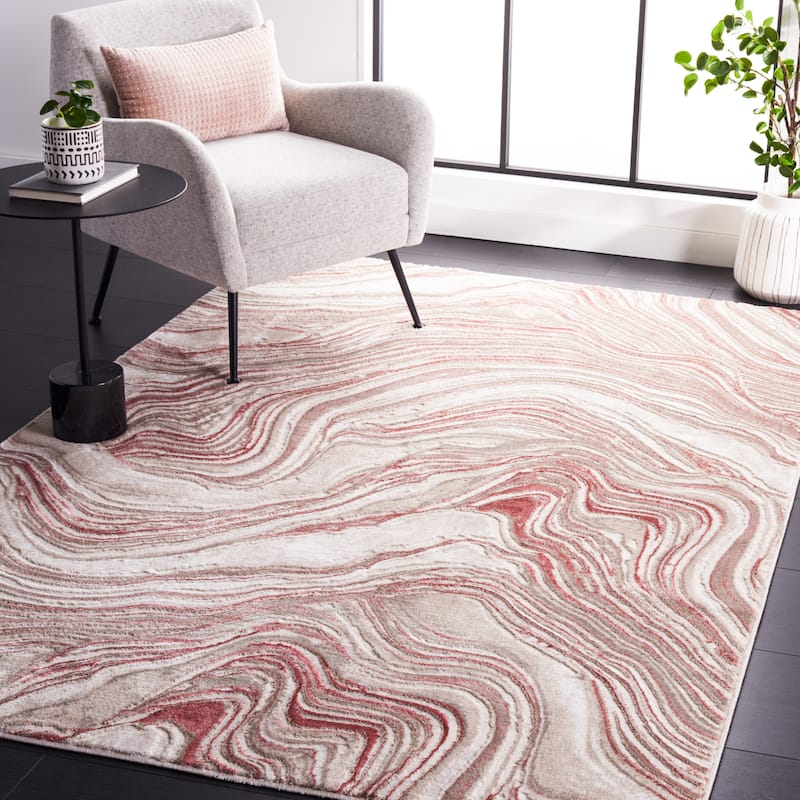 SAFAVIEH Meadow Teofana Modern Abstract Rug - Pink/Beige - 5' 3" x 7' 6"